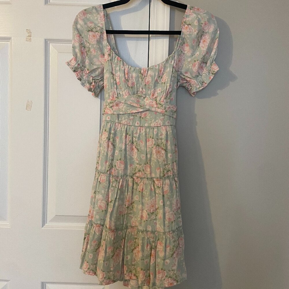 Trixxi Juniors' Floral-Print Tiered Dress {Size Medium}